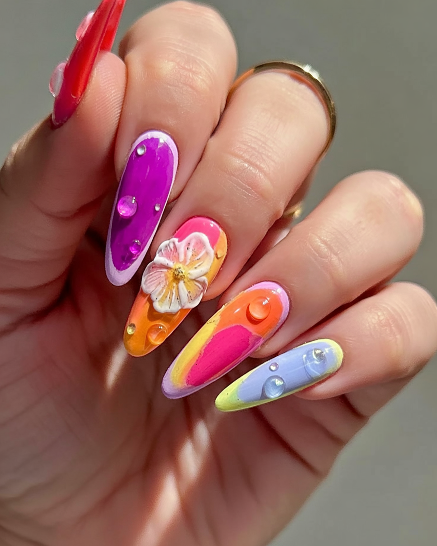 Vibrant Nails For Summer 2025: 21 Bright Ideas With Cute Designs In Pink, Blue, Green And Other Color Styles 8 vibrant nails summer
