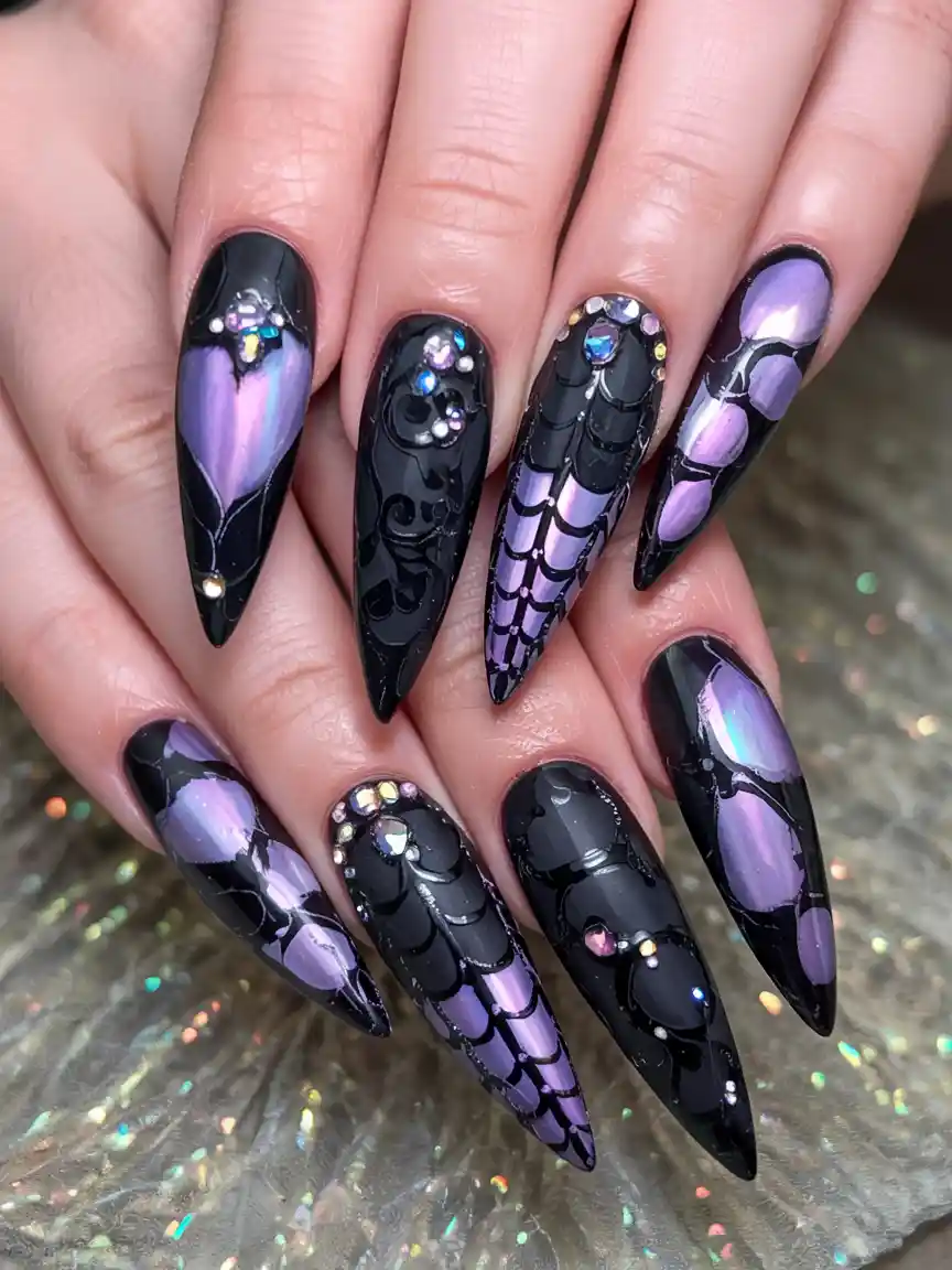 black halloween nails