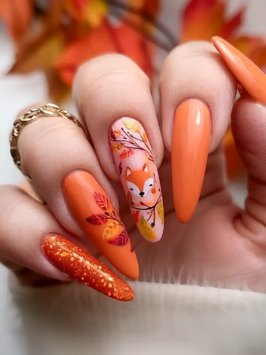 orange fall nails