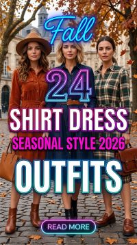 24 Fall Shirt Dress Outfits for Women 2026 Chic & Effortless Seasonal Style Ideas 4 fall shirt dress