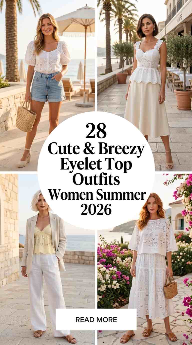 28 Eyelet Top Outfit Ideas for Women Summer 2026 3 eyelet top outfit