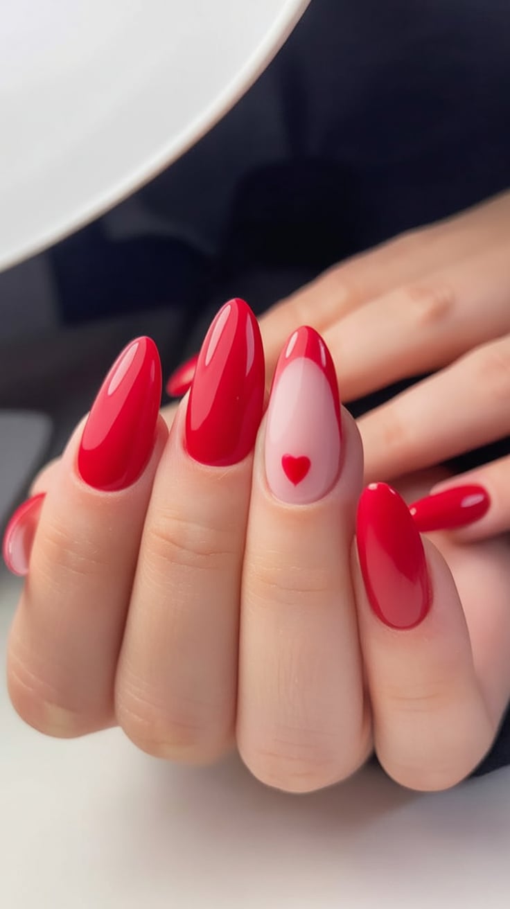 red valentine nails