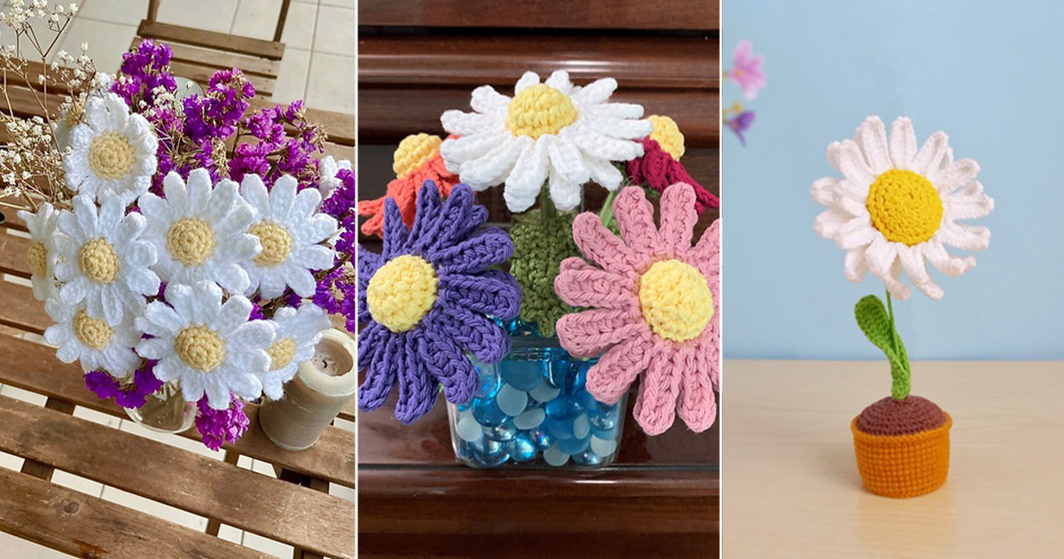 8 Free Crochet Daisy Flower Patterns to Add Cheer Indoors 4 free crochet daisy