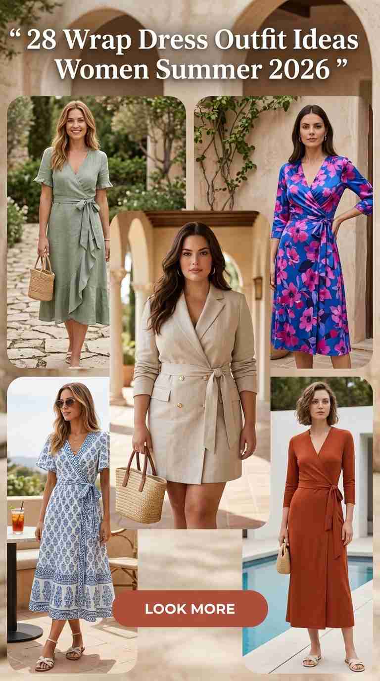 28 Trendy Wrap Dress Outfit Ideas for Women Summer 2026 9 trendy wrap dress