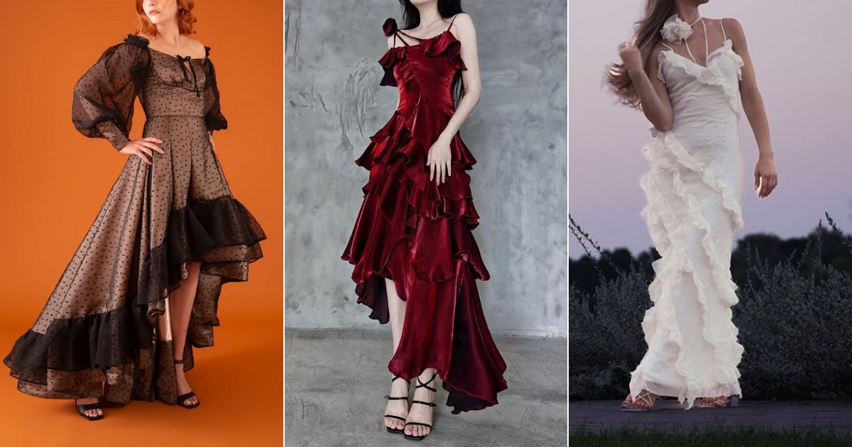 asymmetrical ruffle dress