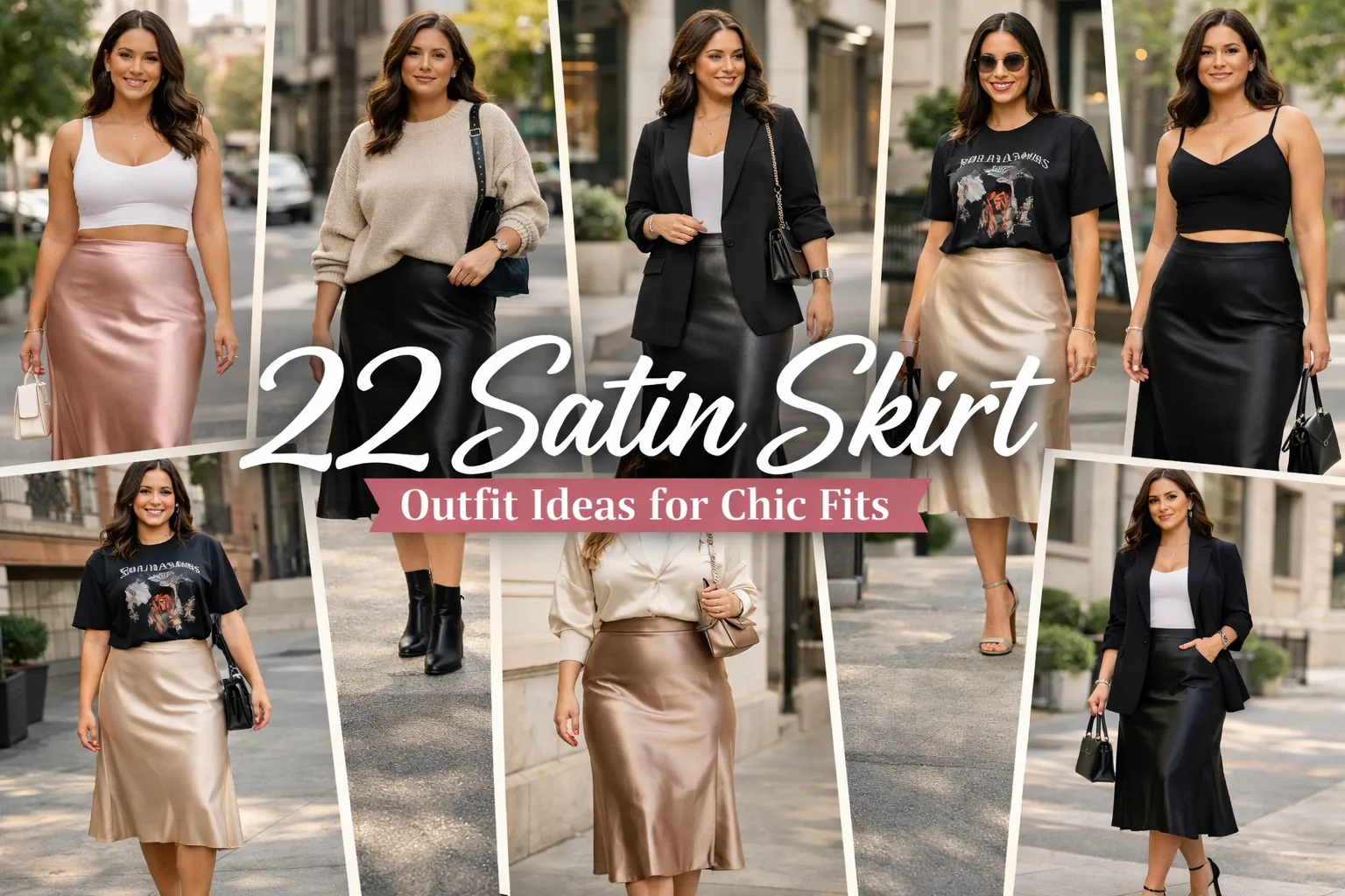 satin skirt outfit