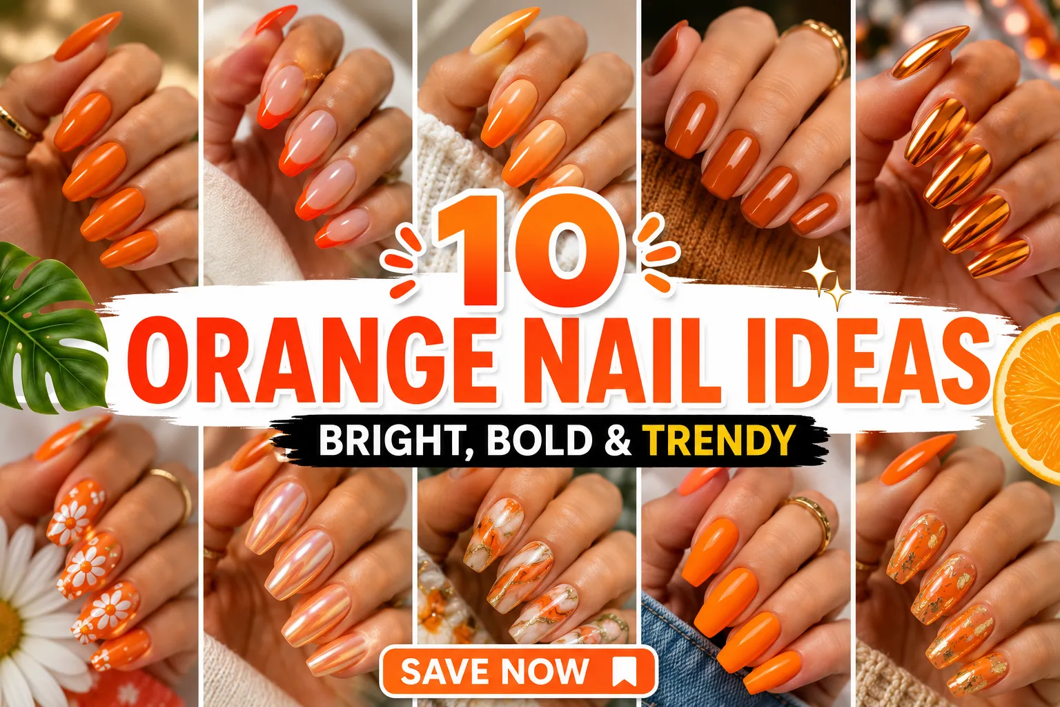 orange nail ideas