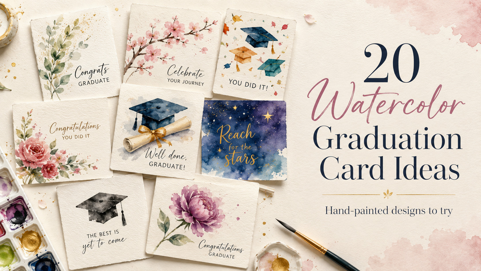 Graduation Watercolour Card Ideas: 20 Beautiful Designs to Try 7 graduation watercolour card