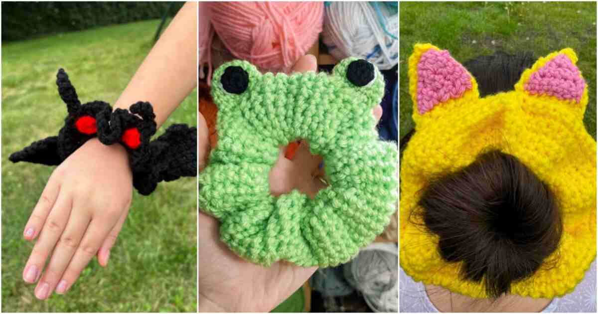crochet animal scrunchies