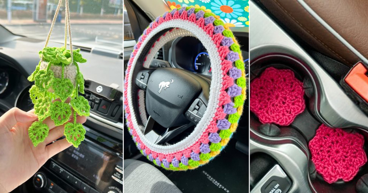 crochet car decor