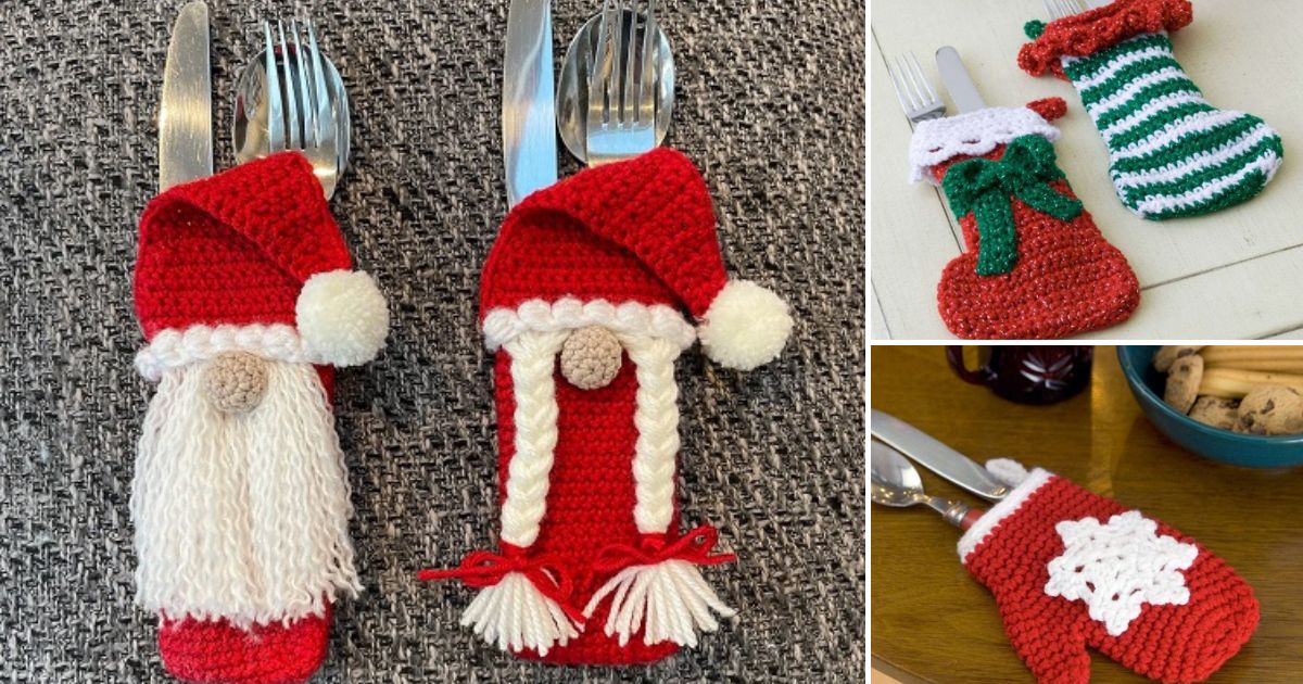 crochet christmas cutlery