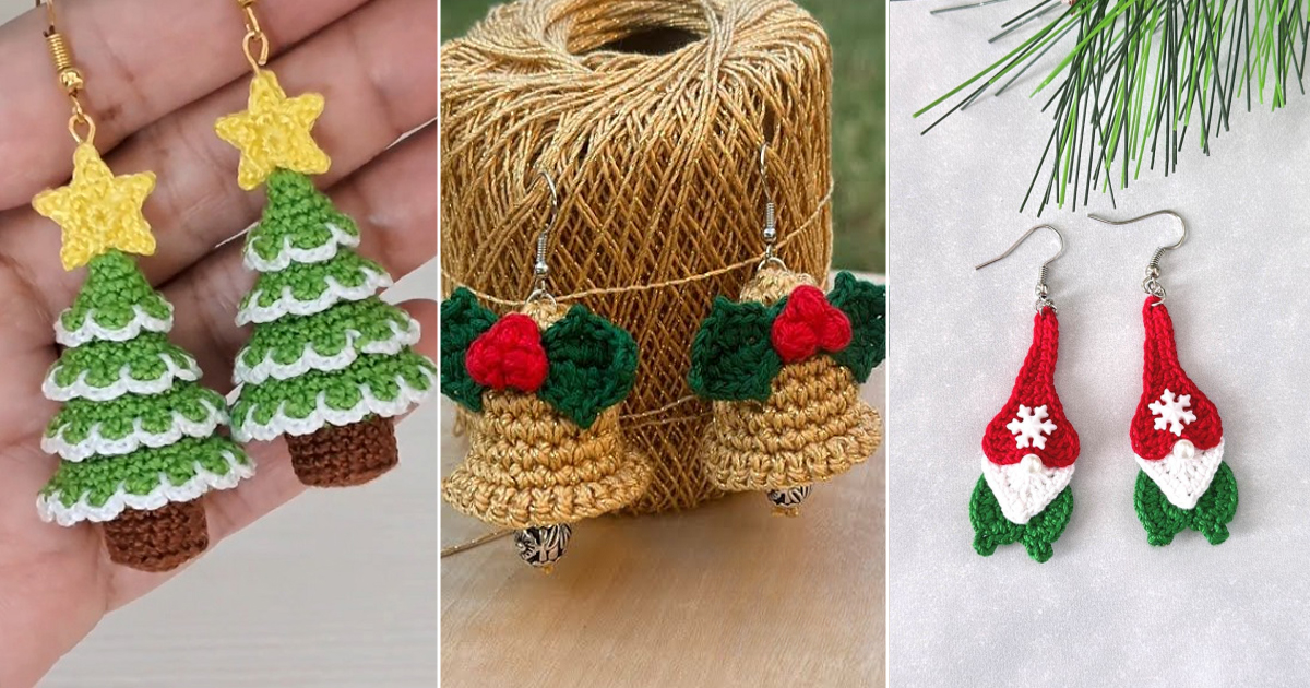 11 Crochet Christmas Earrings Free Patterns 3 crochet christmas earrings