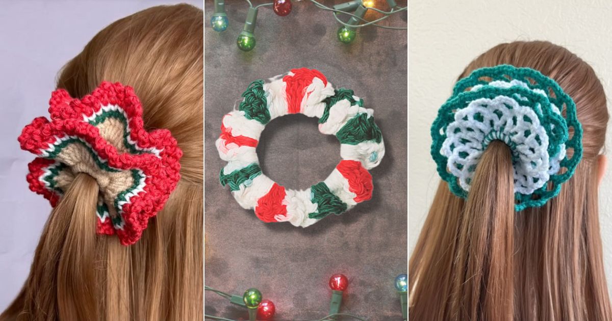 13 Crochet Christmas Scrunchies Free Patterns 1 crochet christmas scrunchies