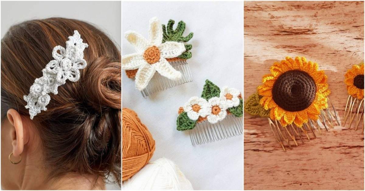 crochet floral hair