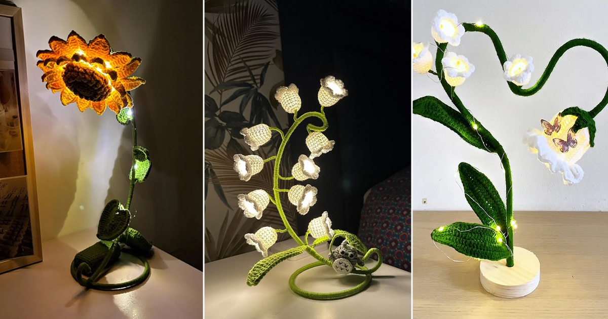 crochet flower lamp