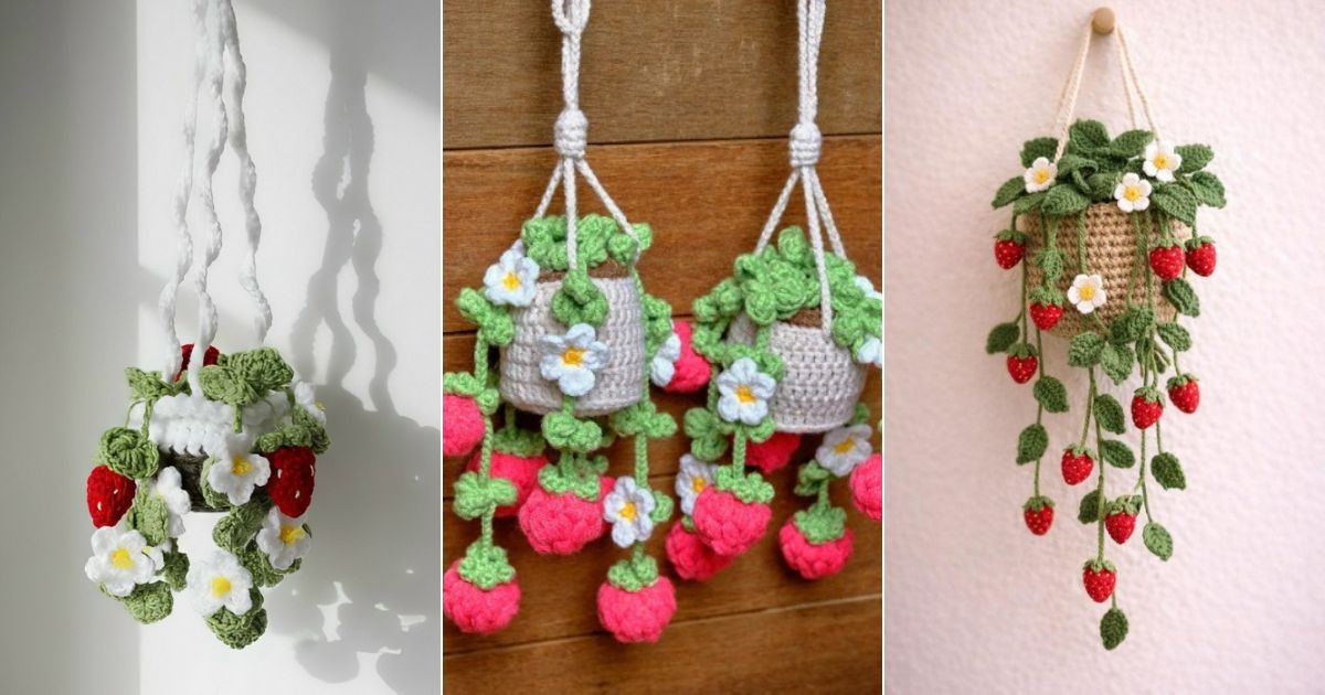 crochet flowering strawberry