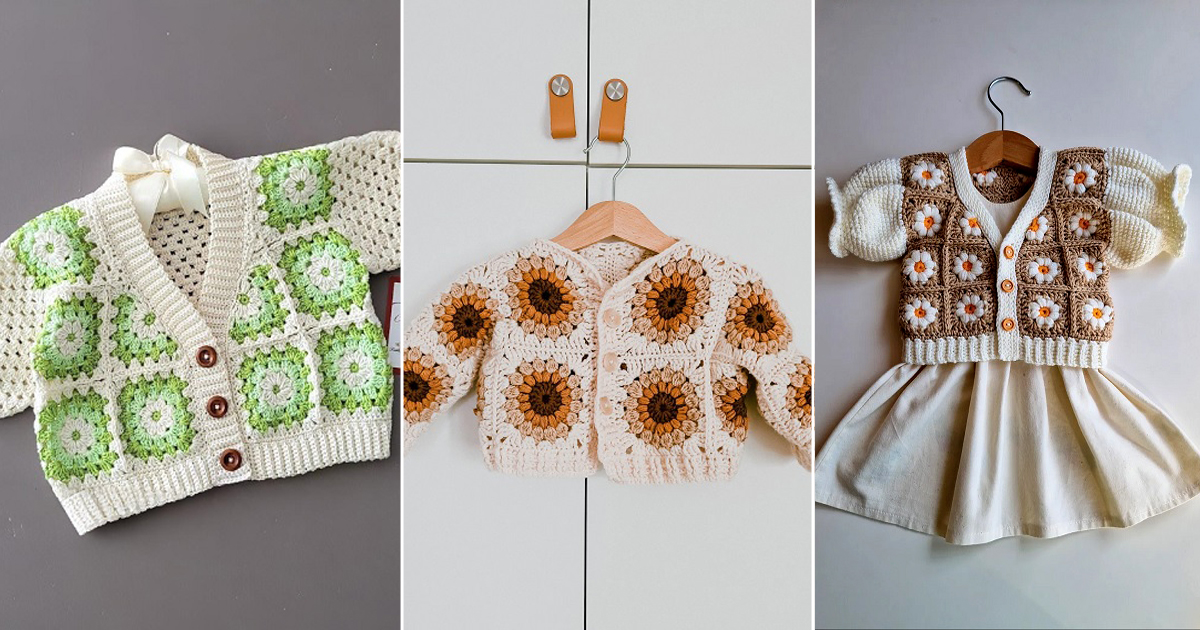 9 Crochet Granny Square Baby Cardigan Free Patterns 5 crochet granny square