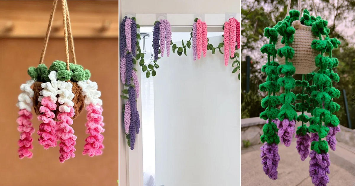 crochet hanging wisteria