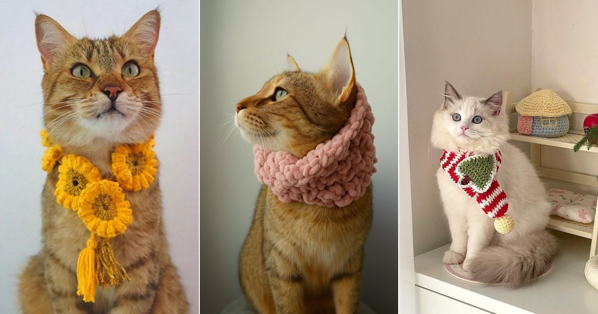 crochet scarf cat