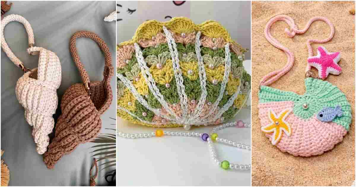 crochet seashell bag