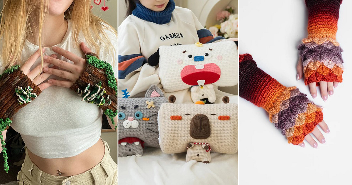 12 Crochet Unique Hand Warmer Free Patterns 6 crochet unique hand