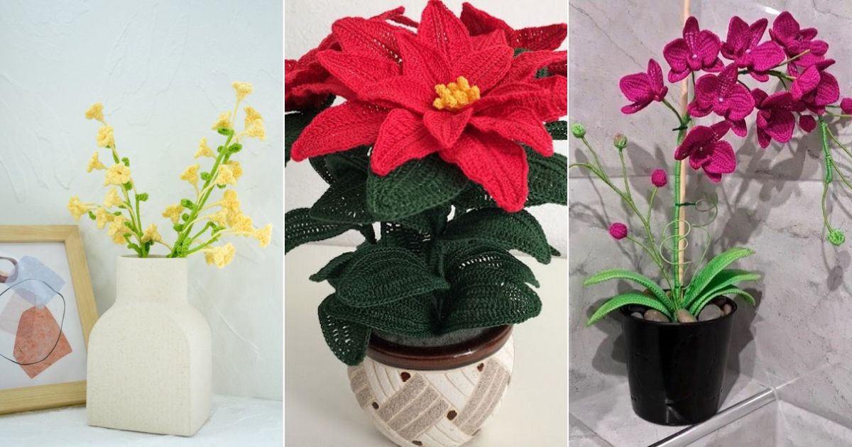 crochet winter houseplants