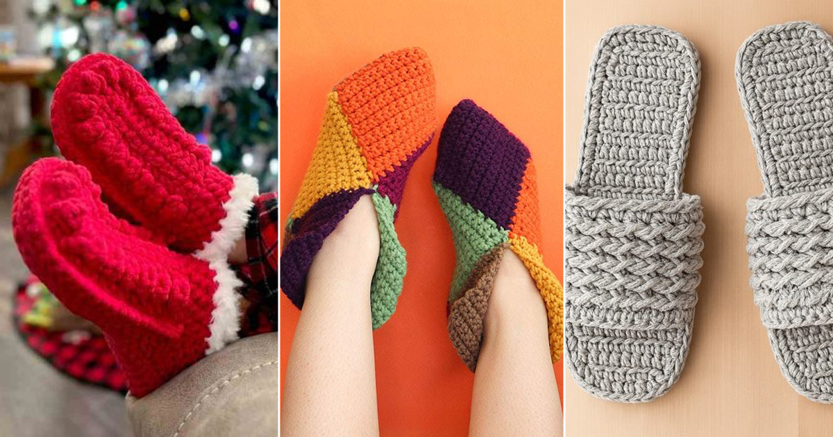 crochet winter slippers