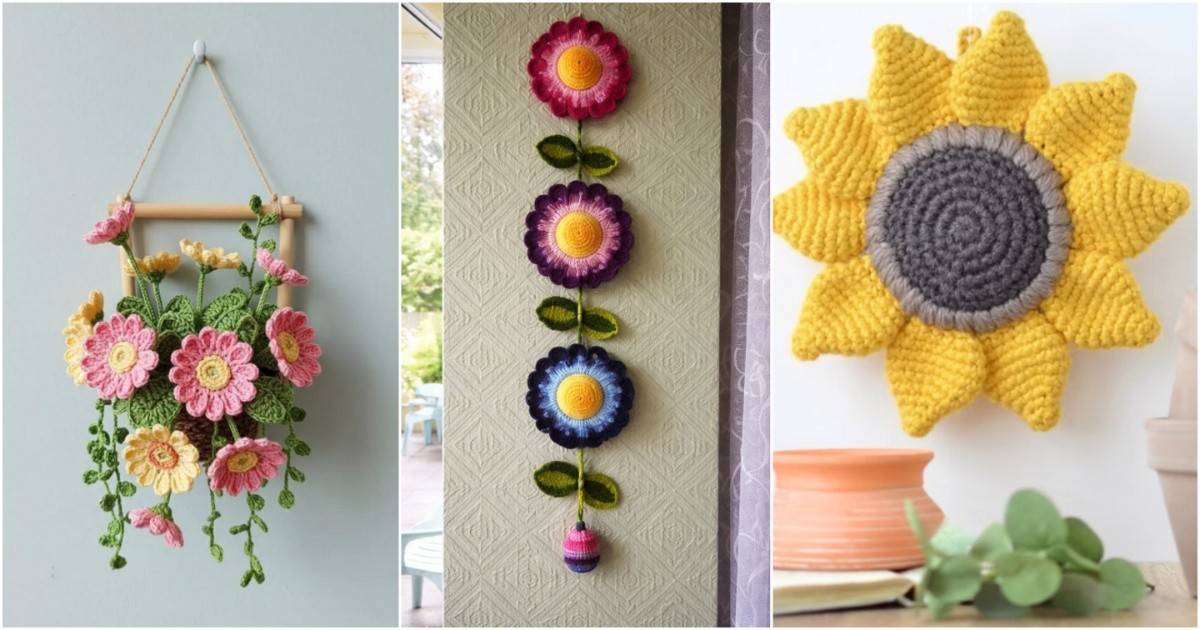 crochet floral wall