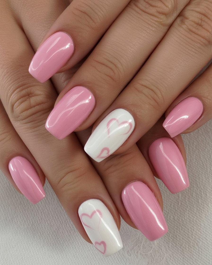 pink white nails