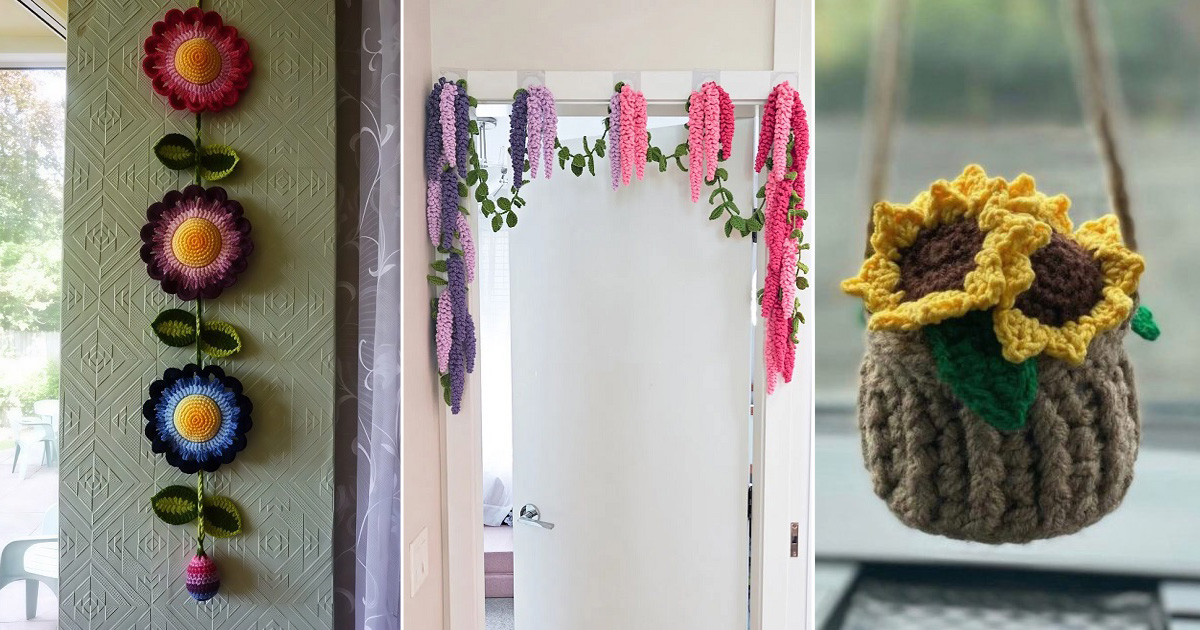 Free Crochet Hanging Flower Patterns for DIY Garden Vibes 1 free crochet hanging