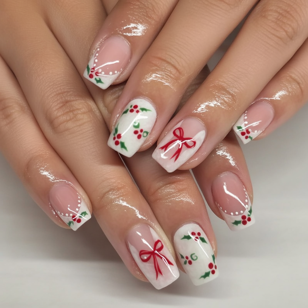 19 Christmas Bow Nails 2025 Ideas to Try This Holiday Season 2 christmas bow nails