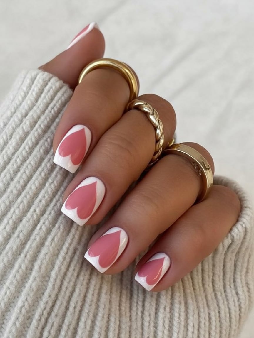 square valentines nails