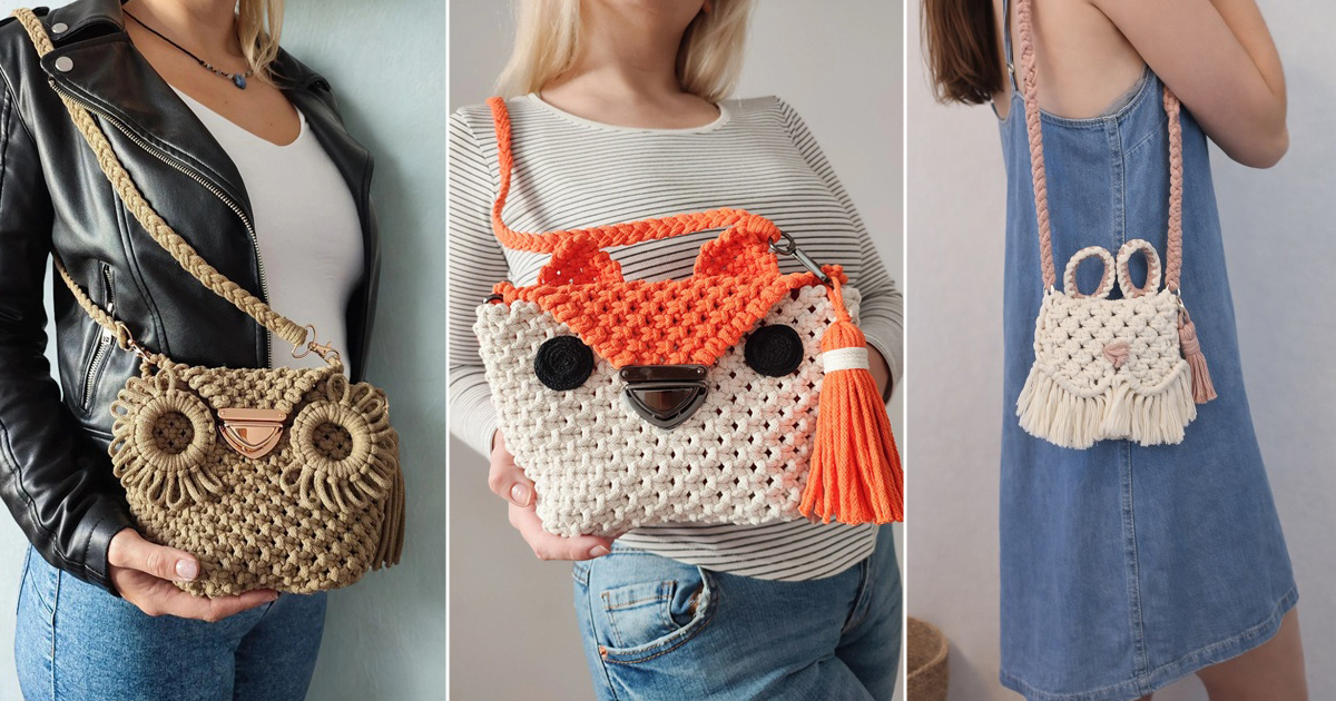 macrame animal bag