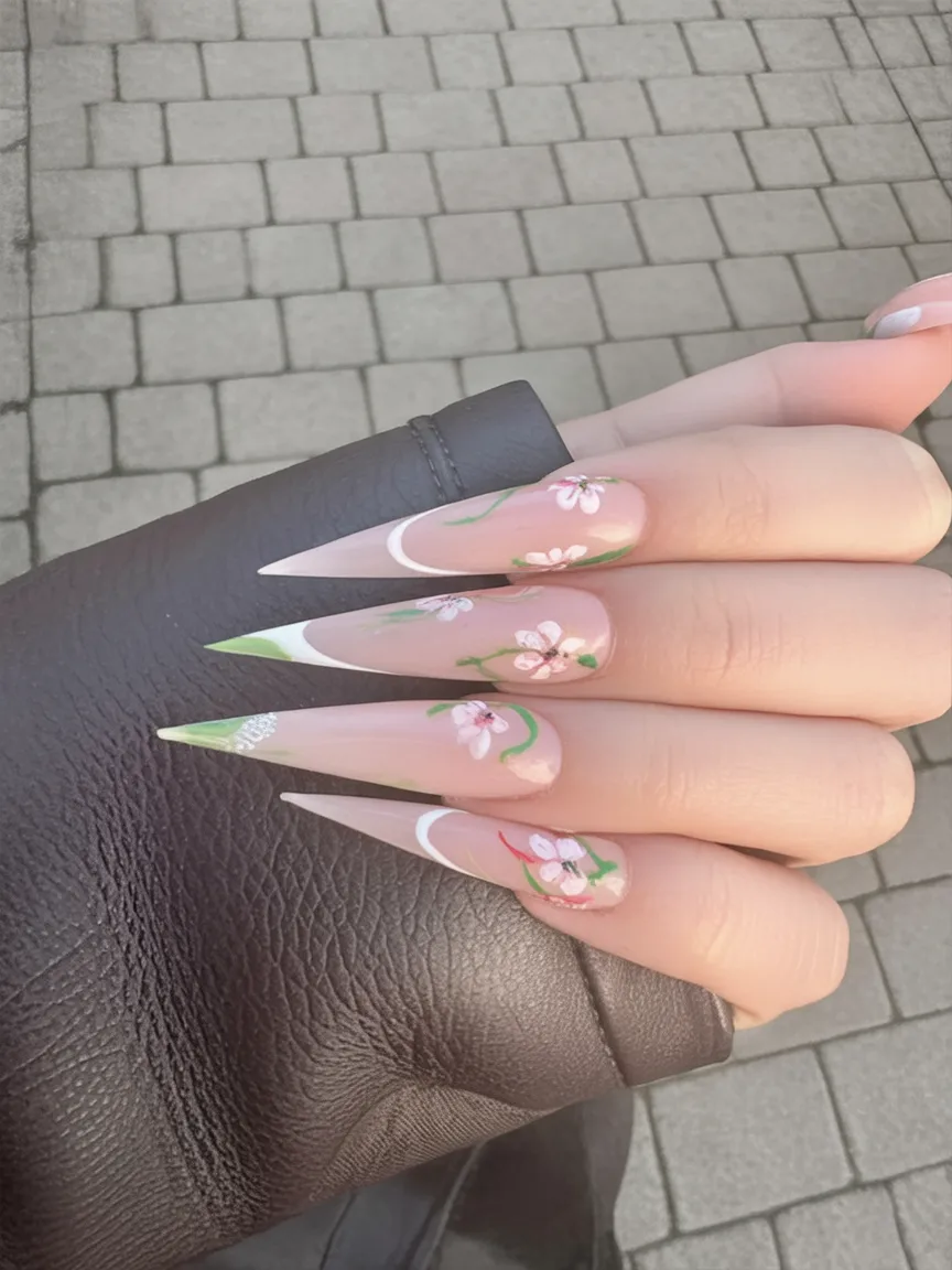 spring stiletto nails