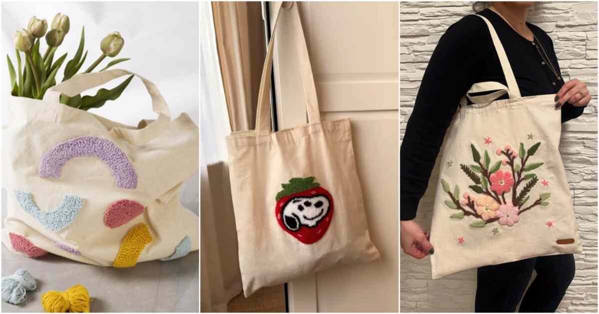 6 Punch Needle Bags Free Embroidery Patterns 3 punch needle bags