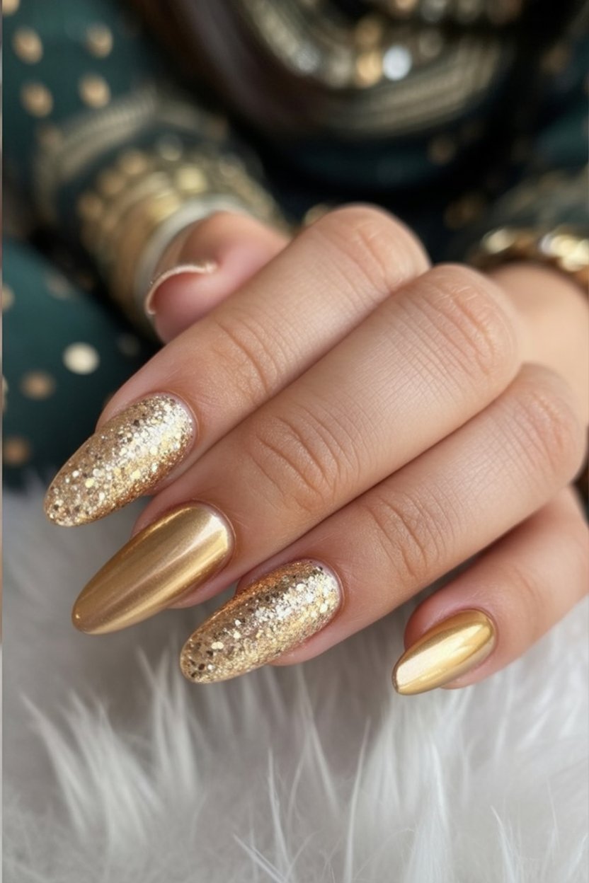 gold colors nails