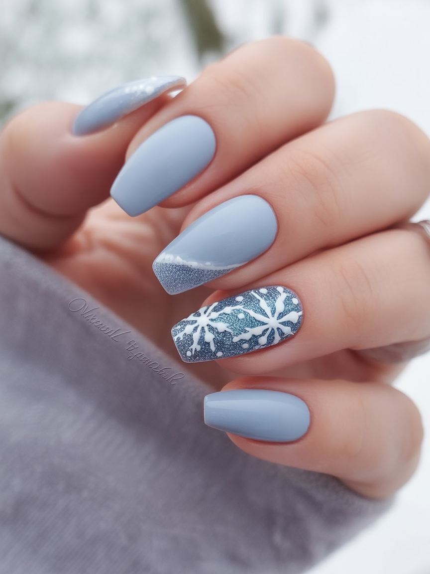 20 Blue Winter Nails Ideas 2025-2026 for a Frosty Chic Look 6 blue winter nails