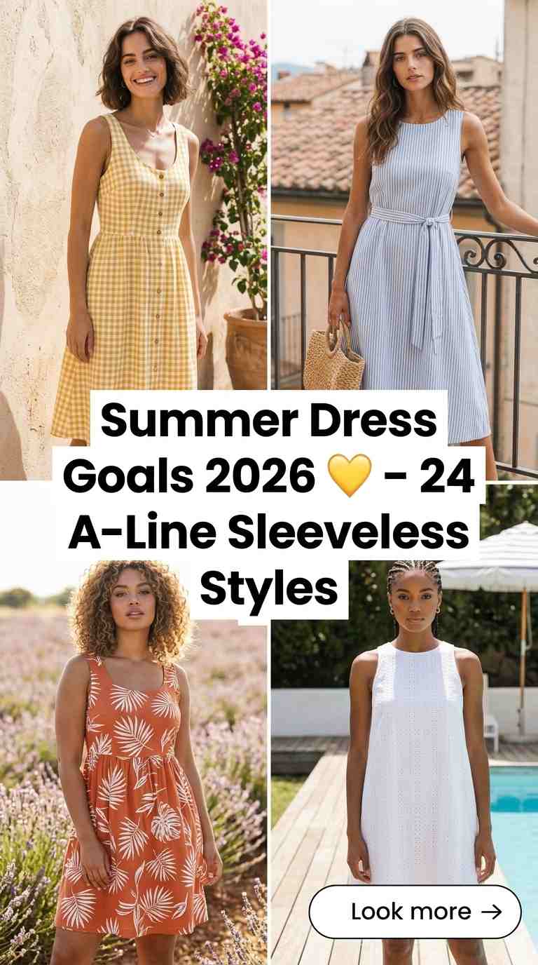 24 Summer A-Line Dresses 2026 Sleeveless Styles 6 summer aline dresses