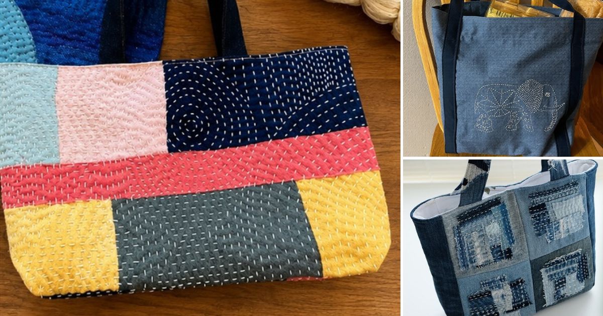 6 Sashiko Embroidery Bag Free Patterns 4 sashiko embroidery bag