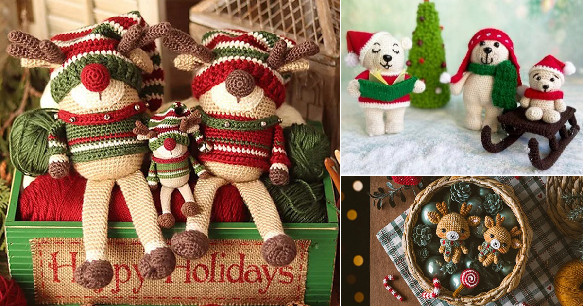 16 Stuffed Christmas Animals Free Crochet Patterns 10 stuffed christmas animals