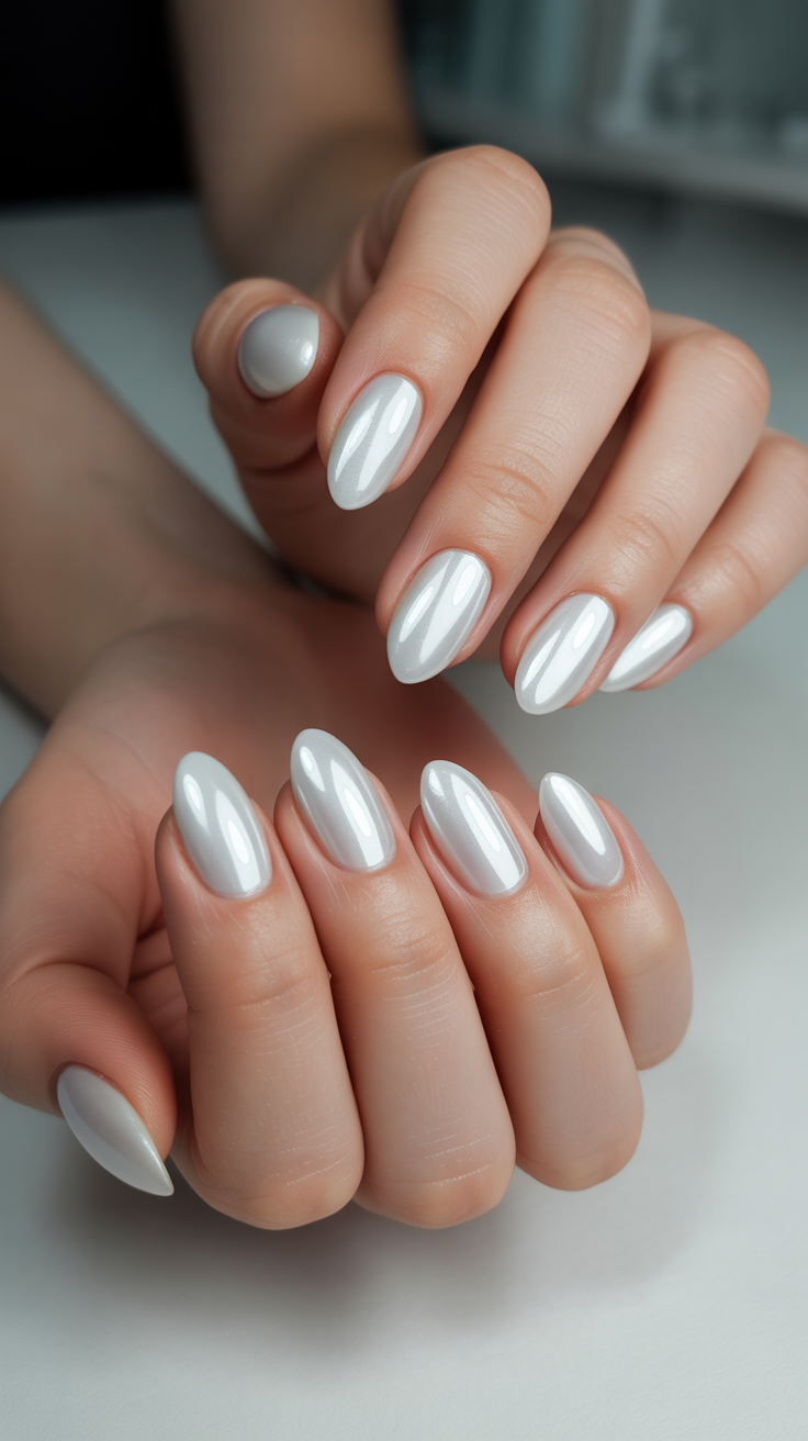white chrome nails