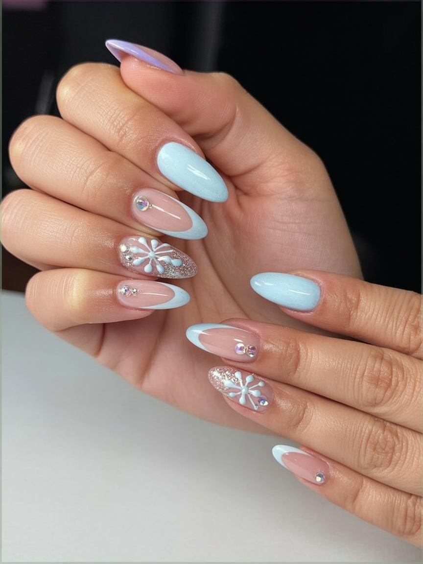 20 Stunning Snowflake Nails 2025-2026 to Sparkle Through Winter 5 stunning snowflake nails