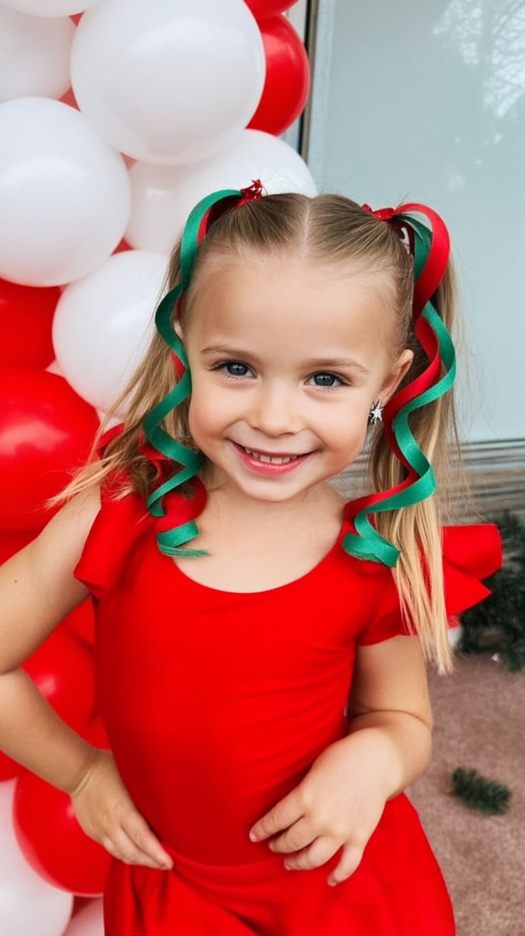 21 Christmas Hairstyles for Kids 2025: Fun, Cute & Easy Holiday Ideas 2 christmas hairstyles kids