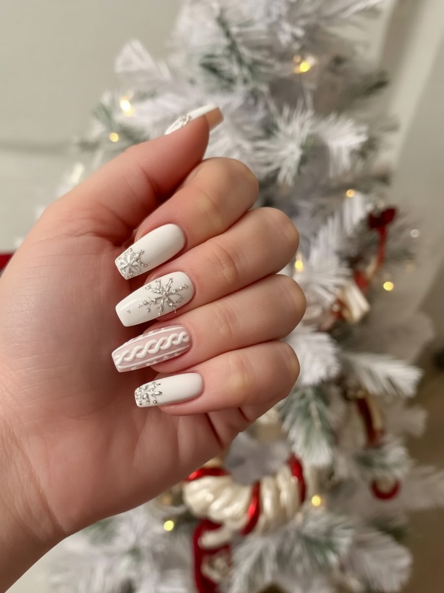 neutral christmas nails