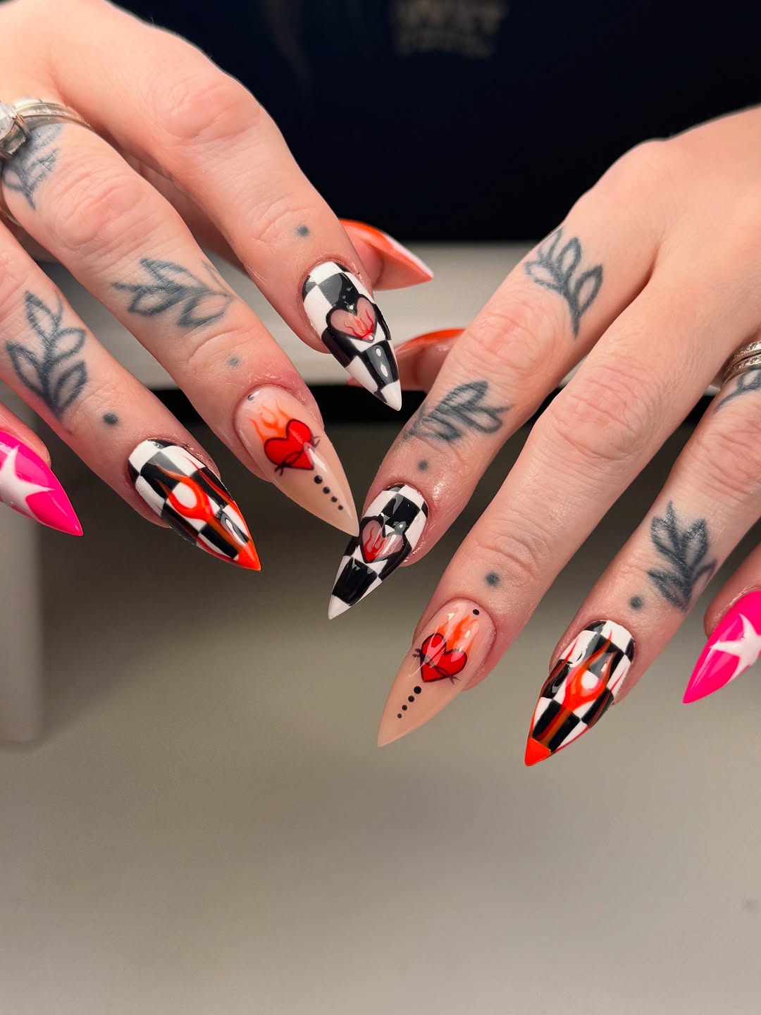 checkerboard nail ideas