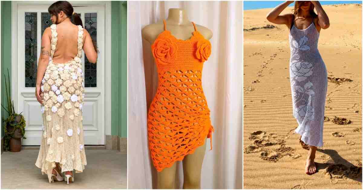 crochet rose dress