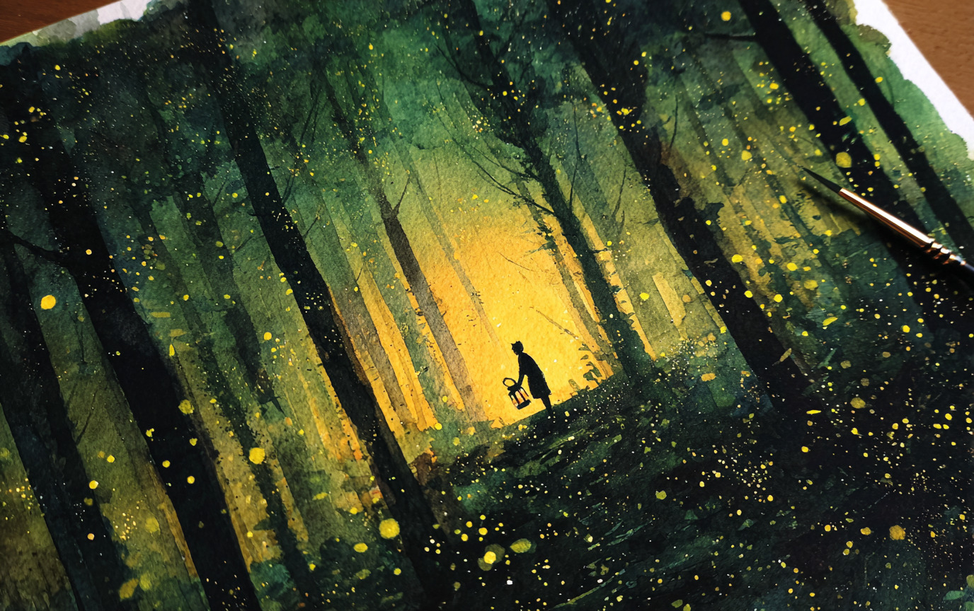 woodland watercolor paintings