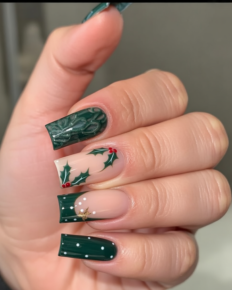 21 Green Christmas Nails 2025 Ideas for a Festive and Stylish Look 1 green christmas nails