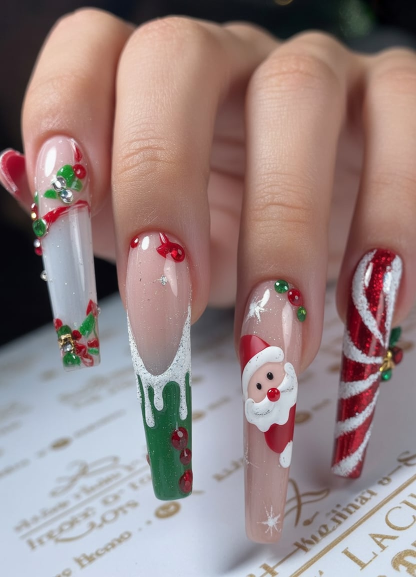 20 Stunning Baddie Christmas Nails 2025 Ideas to Try This Holiday Season 8 stunning baddie christmas