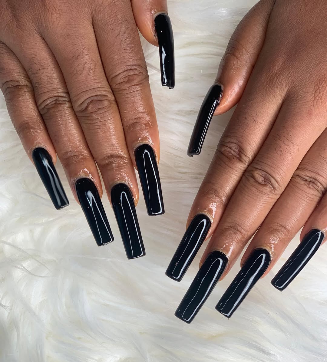 black acrylic nail
